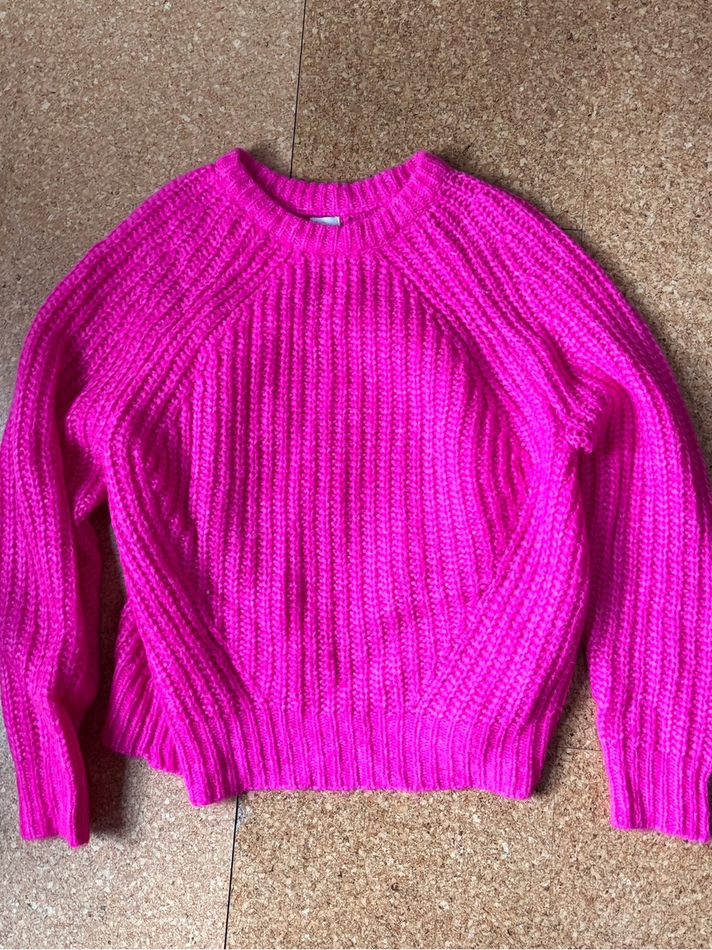 Cozy a new day Hot Pink Chunky Crewneck Sweater- neon